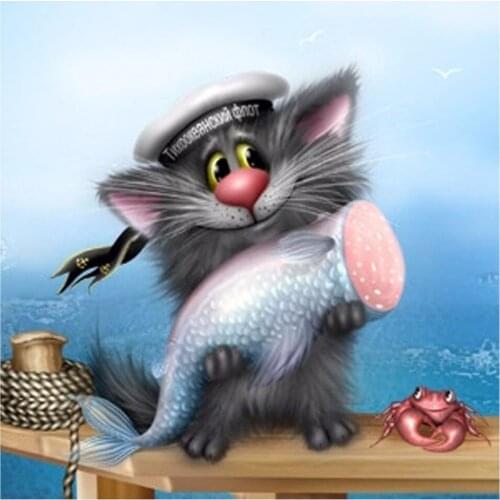 5D DIY Diamond Painting Animal Crystal Full 3D Diamond Painting Cross Stitch Mouse & Fish Needlework Scenic Home Decorative