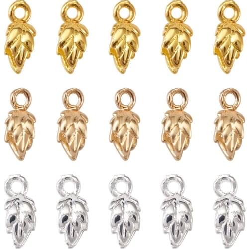 60Pcs/Box Leaf Brass Ice Pick and Pinch Bails Gold/Silver Long-Lasting Plated For Jewelry Making Buckle Connector Findings