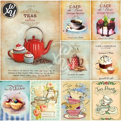 Diy Diamond Painting Rhinestones Embroidery Coffee Cake Round Square Cross Stitch Full Drill Mosaic Picture of Rhinestones Decor