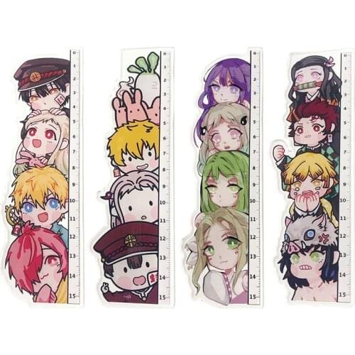 Anime Demon Slayer: Kimetsu No Yaiba/Toilet-Bound Hanako-kun Cosplay Acrylic Ruler Measuring Scale Students Measure Ruler