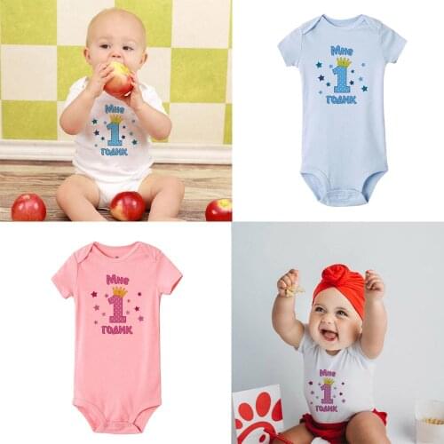 I Am One Year Boys Grils Baby Birthday Shirt Newborn Baby Shower Gift Summer Short Sleeve Bodysuits Casual Ropa Onesies