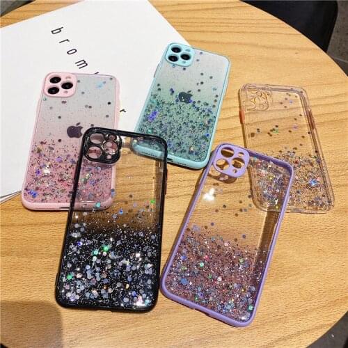 Phone Case For iPhone 7 8 Plus Starry sky sequin gradient iPhone XS XR Max Case For iPhone12 Mini 11Pro Max Protect the phone
