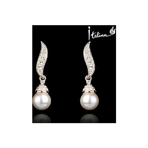 Brand TongKwok RAG Elegant Pearl Drop Earrings Austrian Crystal #RA20783