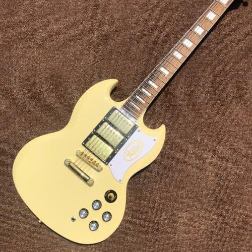 SG G400 Electric Guitar Cream Yellow Color Golden Hardware Three Pickups Mahogany Body Free Shipping