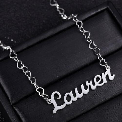Personalized Name Necklace Handmade Customized Name Nameplate Pendant Gold Stainless Steel Heart Chain Jewelry For Women Gifts