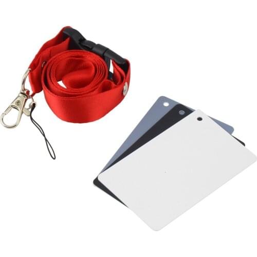 3 in 1 White Balance Cards 18% Gray Card for Digital and Film Photography White Black Grey Blance 3 Card Set with Neck Strap Hot