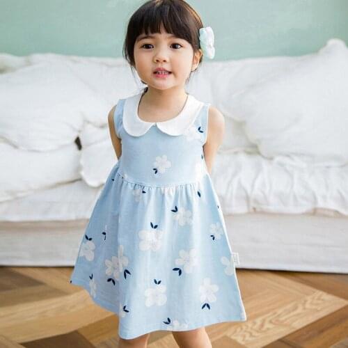 Girls summer dress new Korean sleeveless doll collar vest cute dress children princess dress WT54