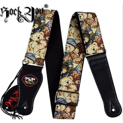 Hot selling cotton cartoon bear embroidery folk guitar / bass strap guitar / piano band skin head