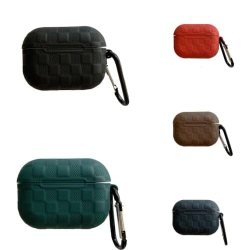 Hot Sale Luxury Weave Pattern Lattice Design Earphone Case with Keychain for Airpods Pro Simple Fashion Cover for Airpods 1/2