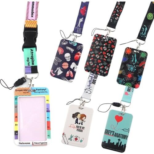 LT52 Greys Anatomy TV Show Doctor Nurse Accessories lanyard Car Keychain ID Card Cover Mobile Phone Key Ring Badge Holder Gifts