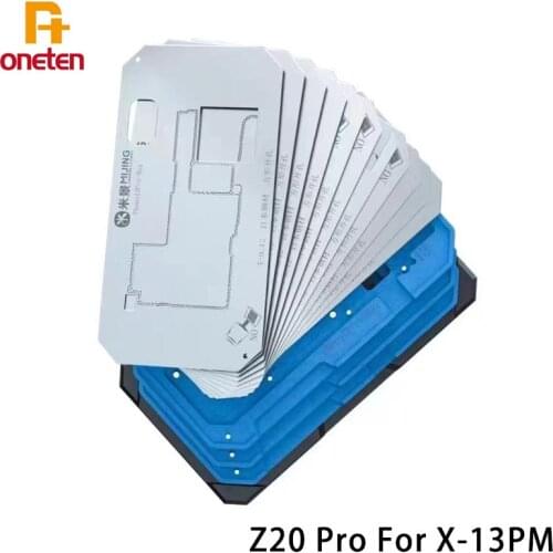 MiJing Z20 10 IN 1 Middle Layer Planting Tin Template For iPhone X XS 12 11 Pro Max Motherboard BGA Reballing Stencil Platform