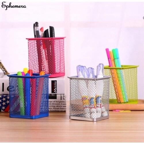 Multifunctional Black Metal Mesh Pen Stand Pencil Stationery Holder Desk Organizer Stand For Pens Office Storage Accessories