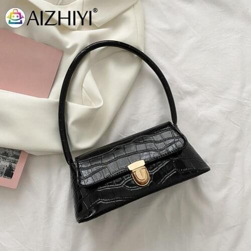 Fashion Women Stone Pattern PU Leather Pure Color Shoulder Underarm Bag Casual Ladies Top-handle Small Handbags Flap Purse