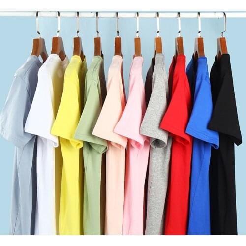 Round neck short sleeve combed cotton drop shoulder T-shirt simple and loose couple