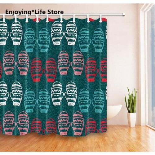 Cartoon Gloves Shower Curtain Waterproof Fabric Shower Curtain Bathroom Decoration 72 x 72 with 12 Hooks