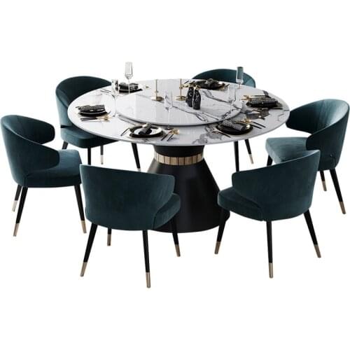 Stainless steel Dining Room Set Home Furniture minimalist modern marble dining table and 6 chairs mesa de jantar muebles comedor