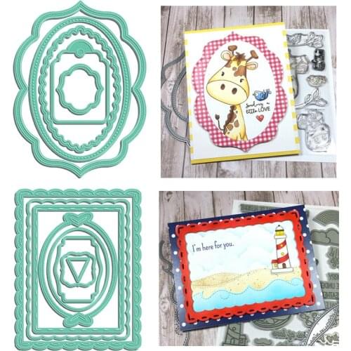 Laced Rectangle Oval Frame Set Metal Cutting Dies Stencils For DIY Scrapbooking Decoration Embossing Supplier Handcraft Die