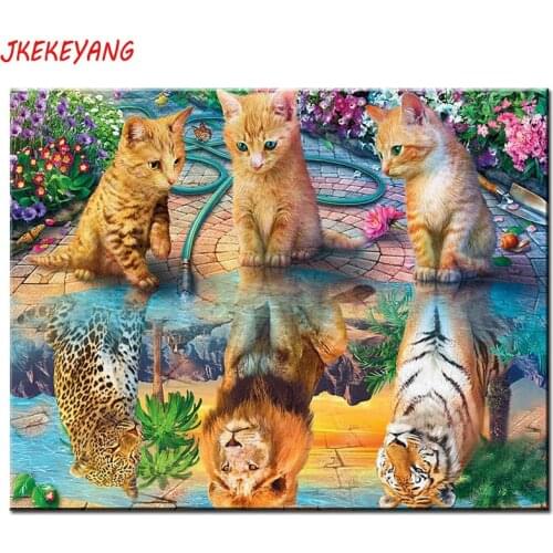 Wall Art Pictures 5D Diy diamond painting Tiger lion leopard cat Diamond Mosaic sale Rhinestone Embroidery cross stitch Y3437