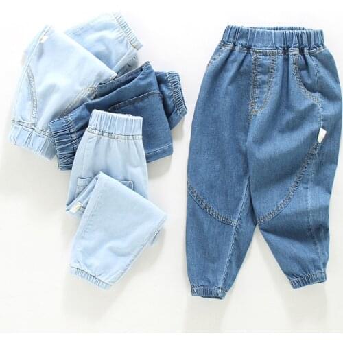 Orangemom 2021 New Summer Kids Trousers For 2-6 Yrs Boys Kids Jeans Cotton Soft Toddler Girl Pants Breathable Solid Long Pants