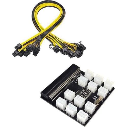 Power Module Breakout Board for HP 750W 1200W PSU Server Power Conversion +12Pcs 60cm 6Pin to 8Pin Power Cable for BTC