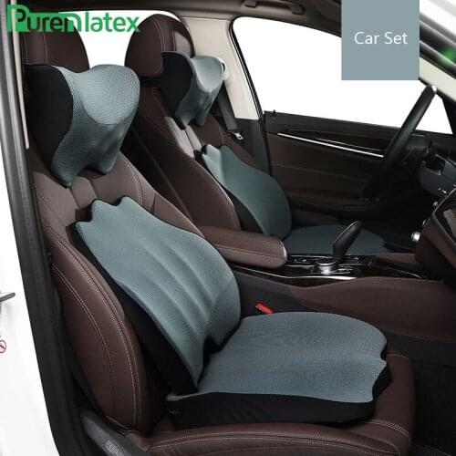 PurenLatex Memory Foam Pillow Headrest Seat Back Cushion Protect Neck Cervical Coccyx Cushion for Sciatica & Back Pain Relief