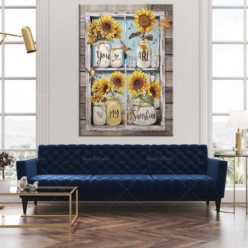 Sunflower Canvas Poster You Are My Sun Hummingbird Canvas Poster Wall Art Print Home Decor