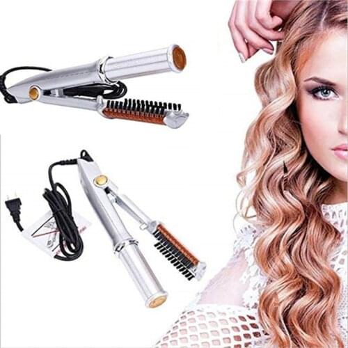 Professional Hair Straightening Iron Curling Iron Straightener&Curler Styler 2 In 1 Multi Hair Styling Tool Flat Iron With Brush