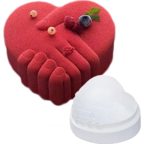 Romantic Valentines Day Hand In Hand Silicone Mousse Mold Love Cake Mold Cake Decorating Tools Cake Tools