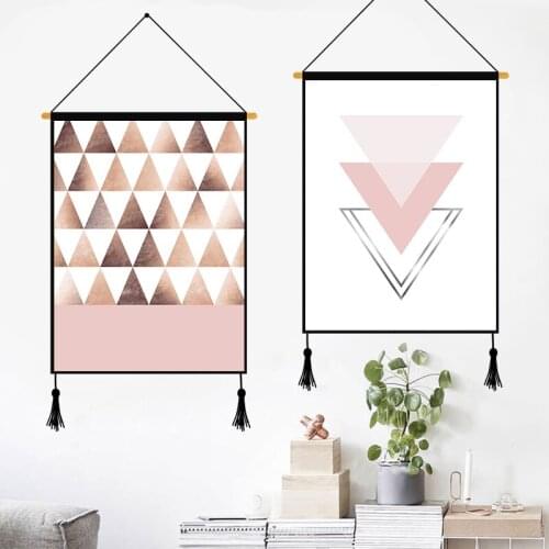 Pink Geometric Posters and Prints Wall Hanging painting Easy to Install Oil Dying and Printing Scrolll Pictures Home Decoration