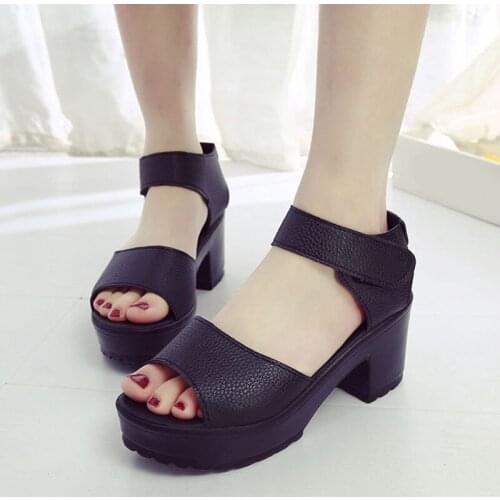 Women Sandals Middle Heel Wild Sandals Fish Mouth Waterproof Fashion Simple Platform Wedge Shoes Ladies Platform Rome Shoes