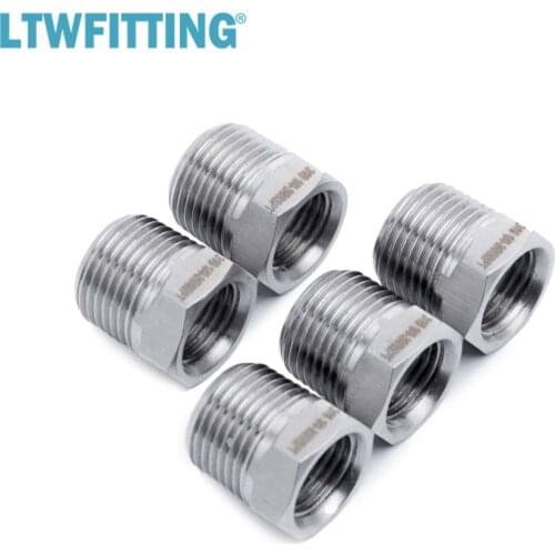 LTWFITTING Stainless Steel 316 Pipe Hex Bushing Reducer Fittings 3/8-Inch Male BSPT x 1/4-Inch Female BSPP