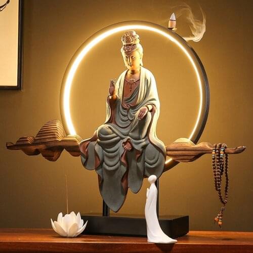 Zen Buddha Statue Home Furnishing Decoration Statues Indoor Ornaments Incense Holder Manual Desktop Statues For Decoration Gift
