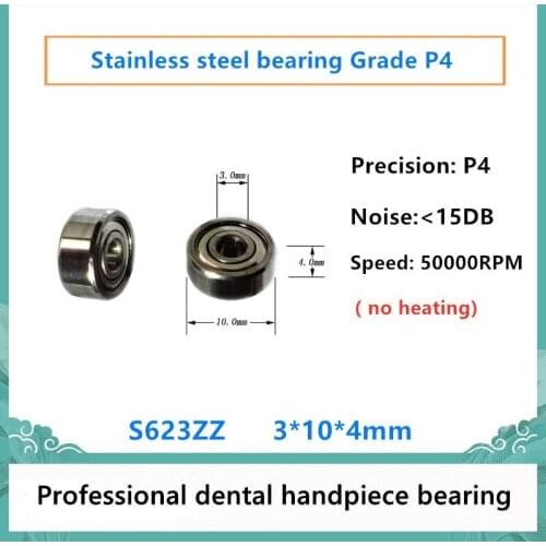 20pcs Dental Handpiece bearing S623ZZ 3x10x4mm P4 stainless steel bearings Root canal 1:1 Bending machine 50000rpm no heating
