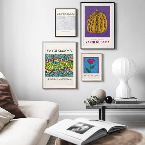 Yayoi Kusama Artwork Exhibition Poster Gallery Wall Art Pictures Museum Print Canvas Painting for Living Room Modern Home Decor