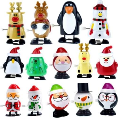 Clockwork Santa Claus Wind Up Toys Walking Elk Penguin Snowman Children Clockwork Toy Christmas Gift Multi-style Optional Toys
