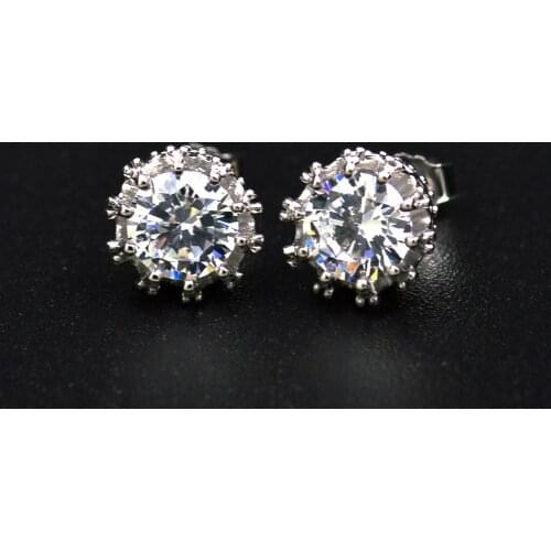 SALE 2021 Trend Stud Earrings For Woman Jewelry Fashion Zircon Crystal Crown Jewelry Silver Color Gift For Female Accessoires