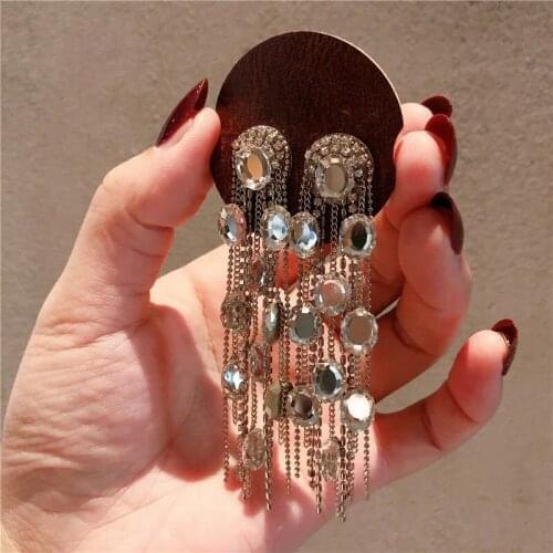 2021 New Trend Women with Crystal Shiny Long Tassel Earrings Fashion Ladies Banquet Party Jewelry Gifts Wholesale