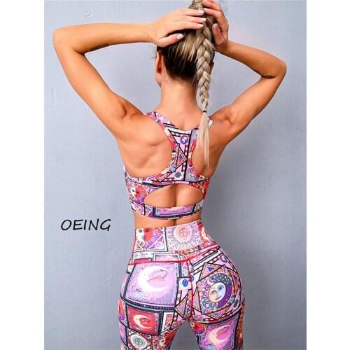 Plus Size Sports Set Yoga Women Clothing Gym Fitness 2 Piece Print Workout Clothes for Women
