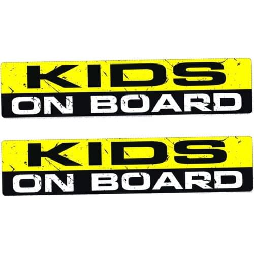 2 X Warning KIDS ON BOARD Personality Body Car Sticker waterproof reflective Decal auto motorcycles decoration vinyl,18cm*4cm