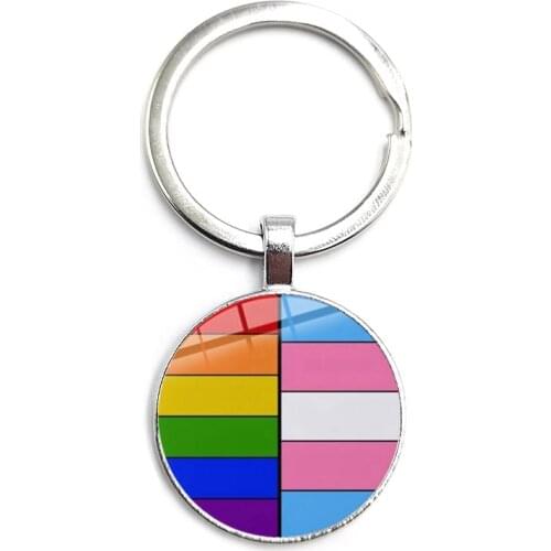 2020 Gay Gay Pride Rainbow Glass Dome Pendant Keychain Car Keychain Keyring Keychain LGBT Jewelry Keychain Charms