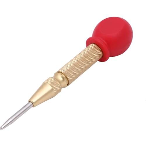 5 Inch 13cm Automatic Center Pin Punch Spring Loaded Marking Starting Holes Tool Center Drill Bit HSS Red Handle Power Tools