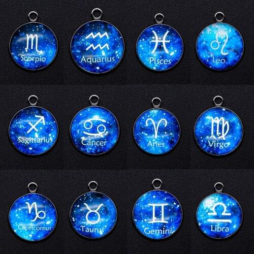 5pcs/lot Zodiac Cabochon Jewelry Pendant DIY Charms Wholesale Pendants for Necklaces Making Factory Store Bracelet Making Charm