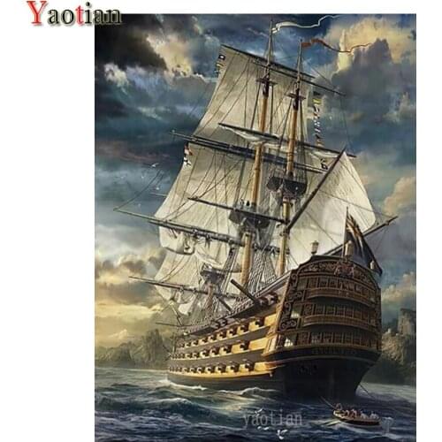 5D Square Diamond Painting Pirate Ship Picture Of Rhinestones Handicraft Kits Ocean Sailing Home Decor Diamond Embroidery Gift
