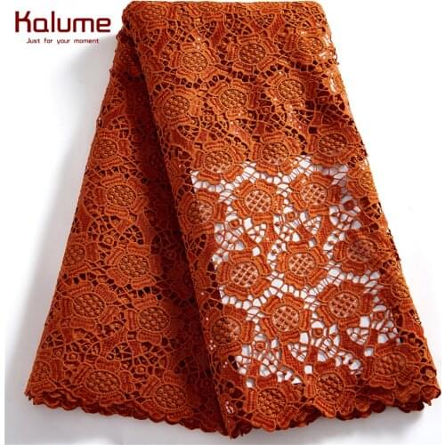 Kalume African Guipure Cord Fabric 5 Yards Sequins Nigerian Cord Lace Fabric High Quality French Fabric For Sewing Dress H2525