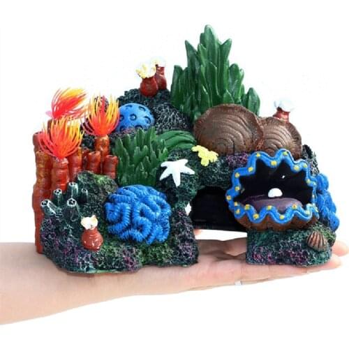 Fish tank landscaping Artificial Resin Coral bush Aquarium Decor Ornaments Rockery Fake Trees Mountain Cave aquarium accessoires