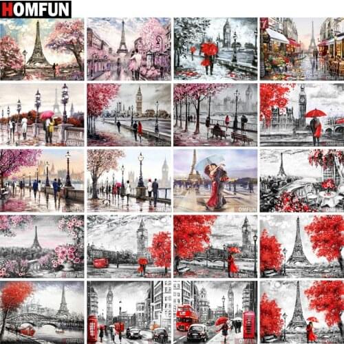 HOMFUN Full Square/Round Drill 5D DIY Diamond Painting " Street Landscape " 3D Diamond Embroidery Cross Stitch Home Decor Gift