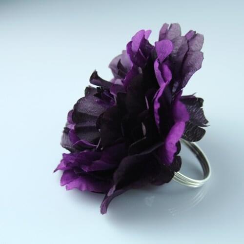 Free Shipping Big Dark Purple Flower Napkin Ring Napkin Wedding Decoration different colors,Cheap 12Pcs
