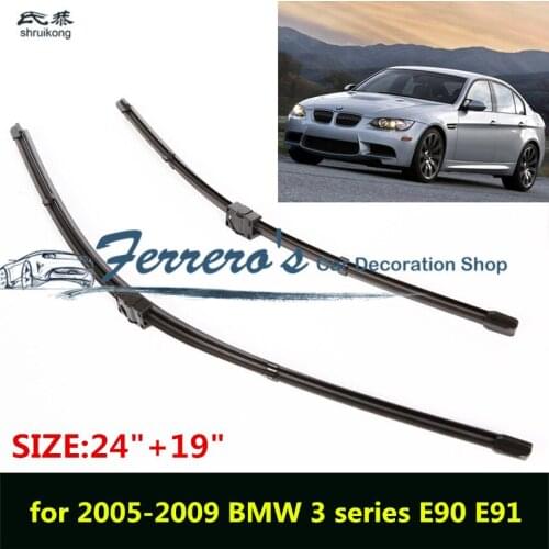 2pcs/lot SG-012 Wiper blades for 2005-2009 BMW 3 series 318 320 328 330 E90 E91 24"+19" fit side pin type wiper arms only