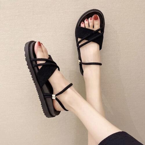 Summer Sandals and Slippers Womens Fashion Wear Ins Tide 2021 New Womens Shoes Thick Bottom Two Wear Gladiator Sandals