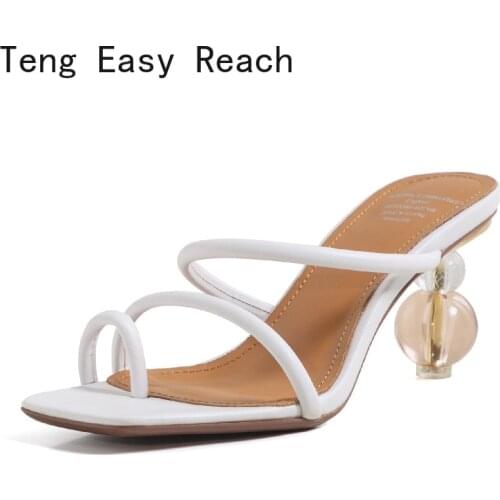 Newest white Women Sandals 2021 Trend Genuine Leather High Heels Pumps Newest Open Toe Office Lady Party Sandals Woman black